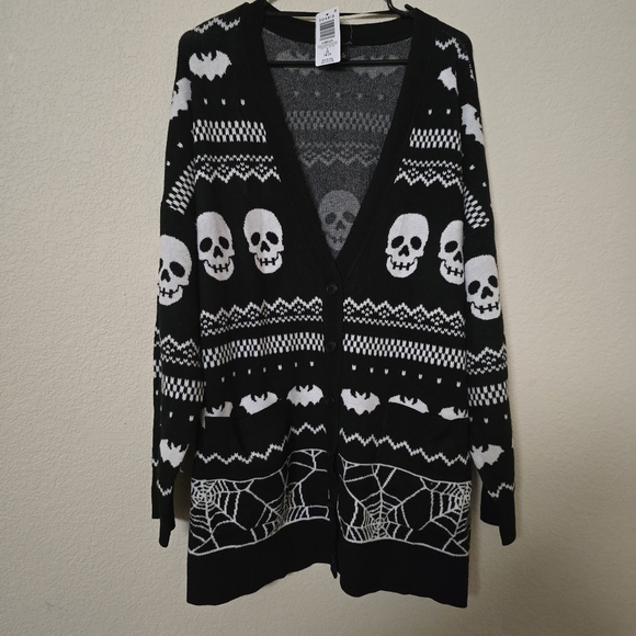 torrid Sweaters - Torrid Black and White Skull Cardigan